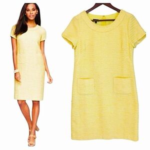 New Talbots Tweed Sheath Dress Yellow Party Plus Size Midi Knee Spring Easter